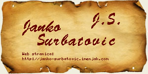 Janko Šurbatović vizit kartica